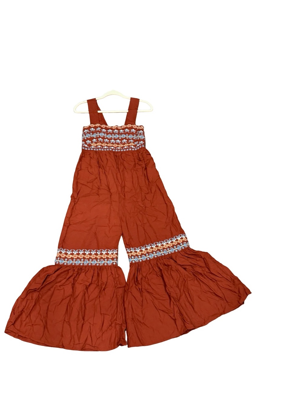 ๐ฟ Natural Life Hannah Embroidered Jumpsuit Women's Medium Rust Boho Floral - Picture 10 of 13